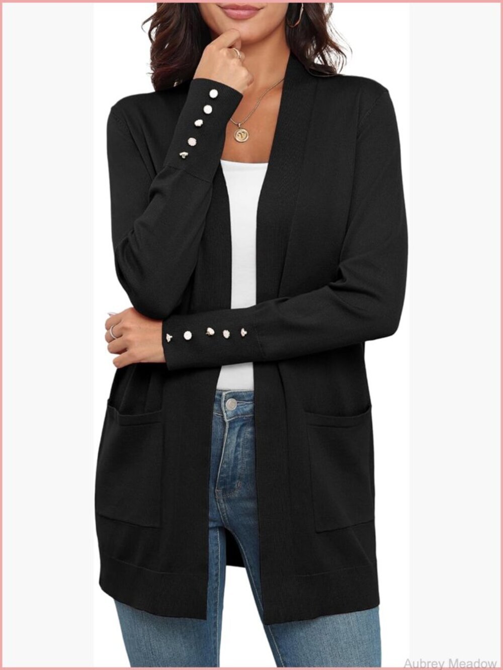 Lightweight Open Front Cardigan with Pockets Soft Knit Casual Trendy